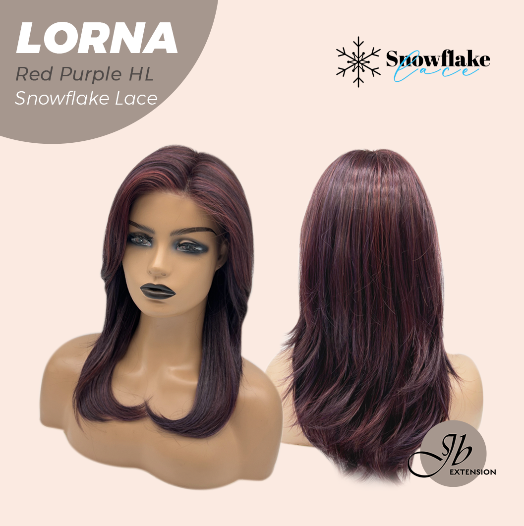 [PRE-ORDER] JBEXTENSION 18 Inches Red Purple Highlight Curly Pre-Cut Snowflake Lace Frontlace Glueless Wig LORNA SNOWFLAKE RED PURPLE HIGHLIGHT【PERMATEASE】【BENDY EAR TABS】 Alexwigs