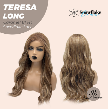 [PRE-ORDER] JBEXTENSION 22 Inches Long Caramel Blonde Highlight Pre-Cut Snowflake Lace Frontlace Glueless Wig TERESA LONG CARAMEL BLONDE HIGHLIGHT【PERMATEASE】【BENDY EAR TABS】 Alexwigs