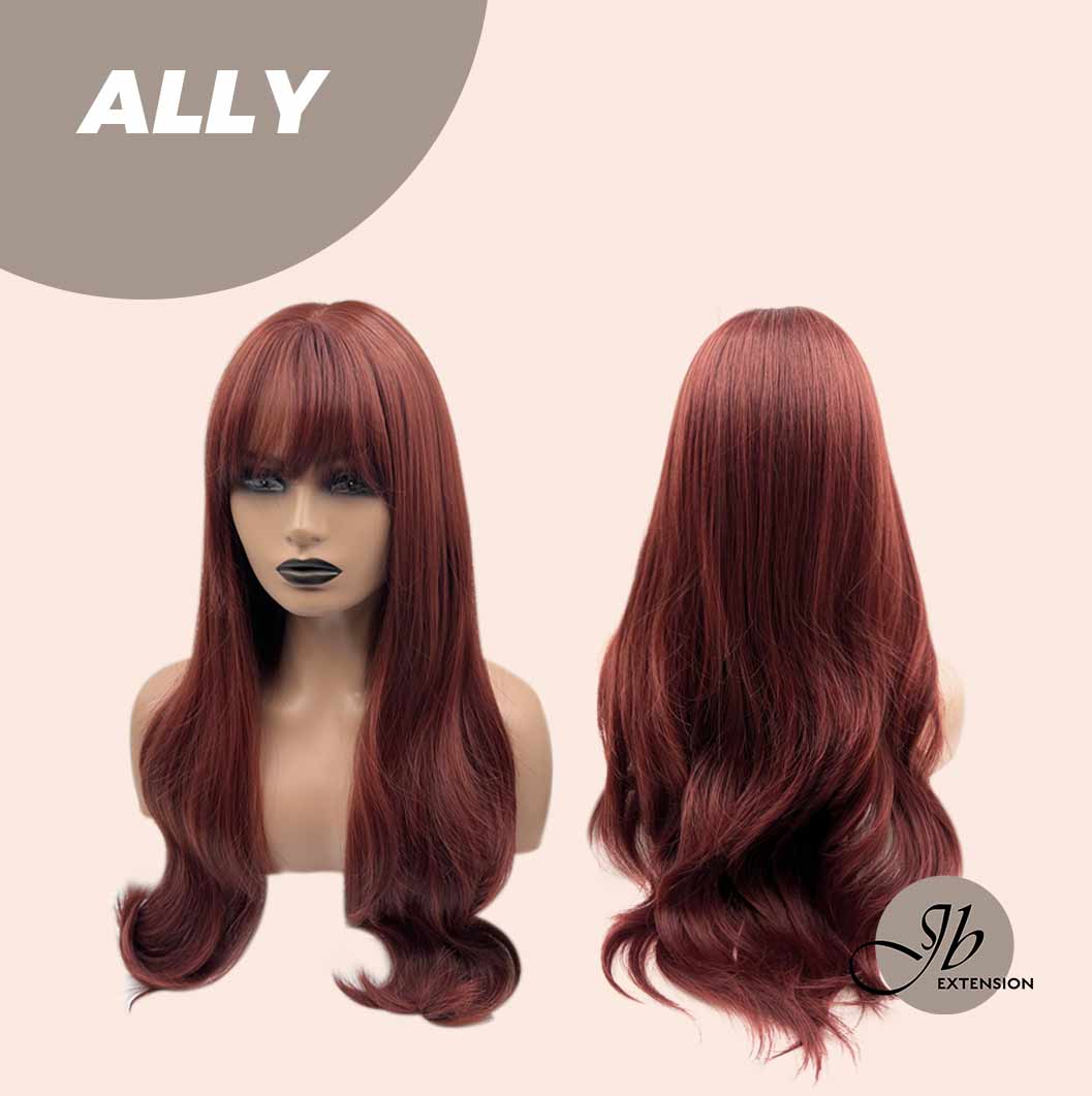 JBEXTENSION 25 Inches Red Curly Fashion Wig With Full Bangs ALLY Alexwigs