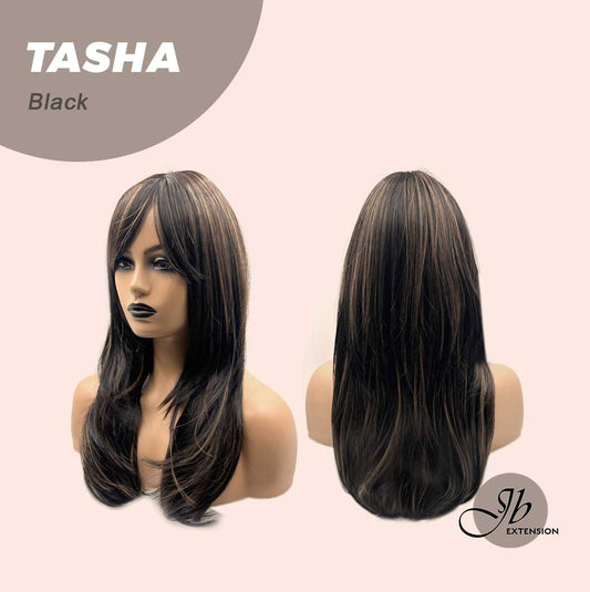 JBEXTENSION 24 Inches Wolf Cut Black Women Wig With Bangs TASHA BLACK Alexwigs