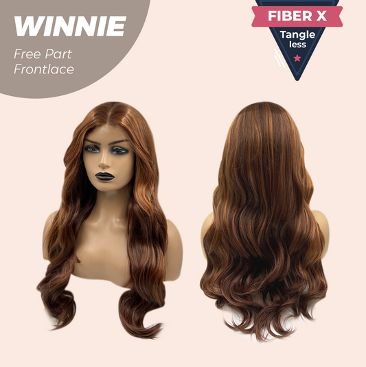 JBEXTENSION 26 Inches Copper Curly Fiber X, Tangle Less Pre-Cut Free Part Frontlae Glueless Wig WINNIE Alexwigs