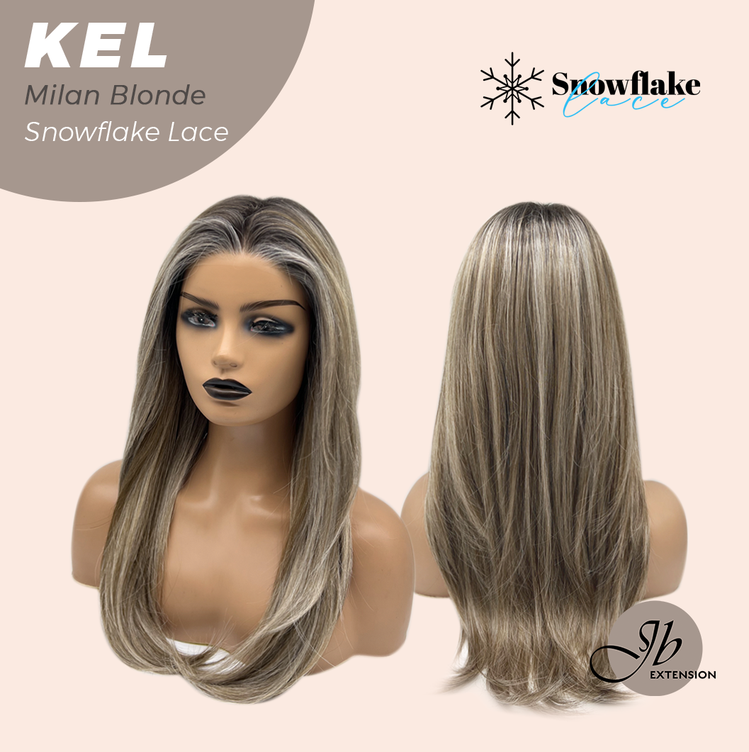 JBEXTENSION 22 Inches Milan Blonde Pre-Cut Snowflake Lace Frontlace Glueless Wig KEL MILAN BLONDE【PERMATEASE】【BENDY EAR TABS】- M/L Alexwigs