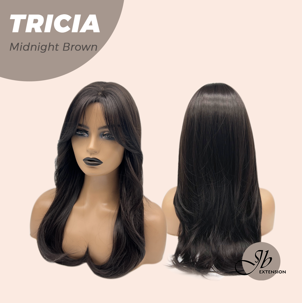 JBEXTENSION 23 Inches Curly Midnight Brown( Black/Brown) Wig TRICIA MIDNIGHT BROWN Alexwigs