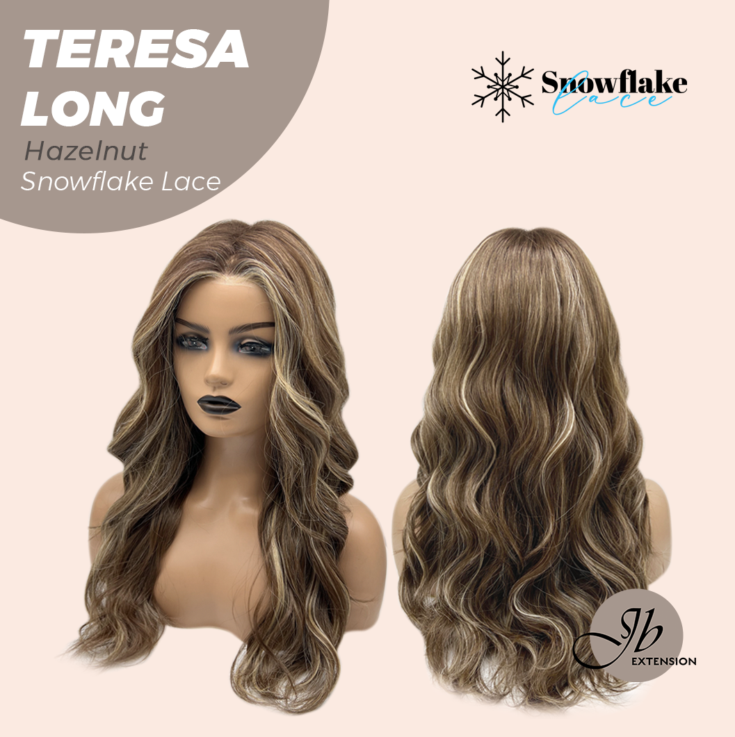 JBEXTENSION 22 Inches Long Hazelnut Pre-Cut Snowflake Lace Frontlace Glueless Wig TERESA LONG HAZELNUT【PERMATEASE】【BENDY EAR TABS】- M/L Alexwigs