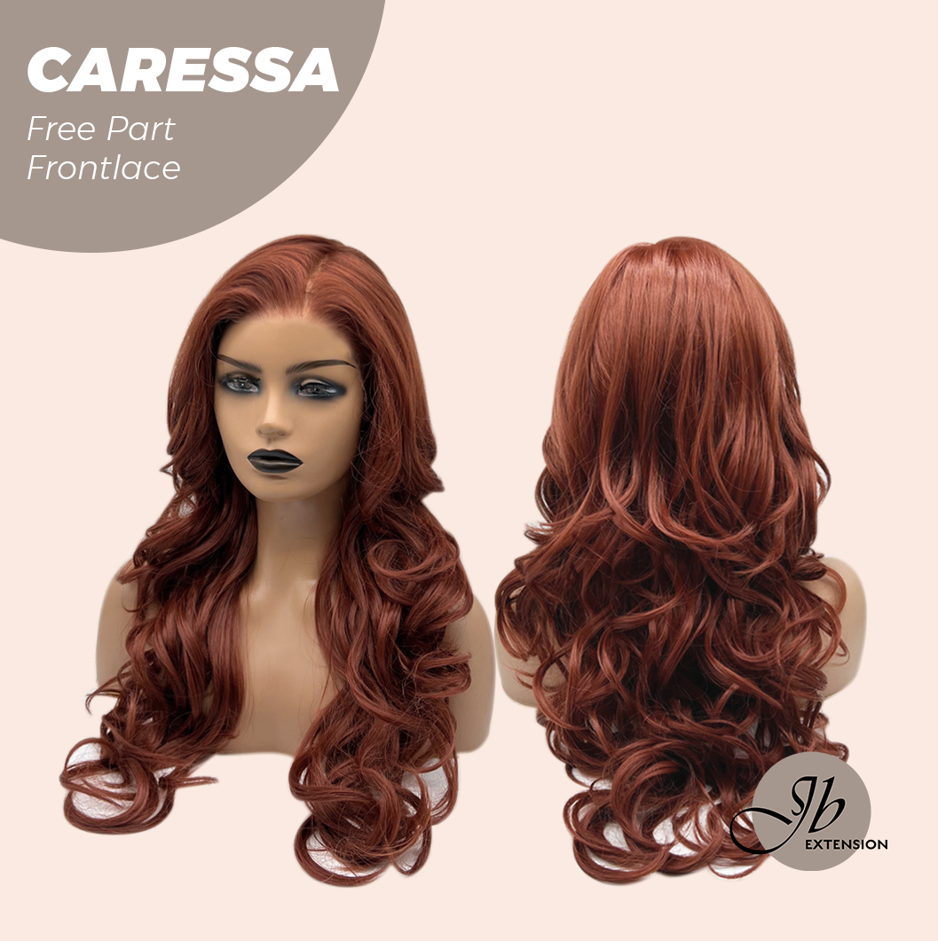 JBEXTENSION 22 Inches Copper Curly Wave 13X6 Pre-Cut Free Part Frontlae Glueless Wig CARESSA Alexwigs