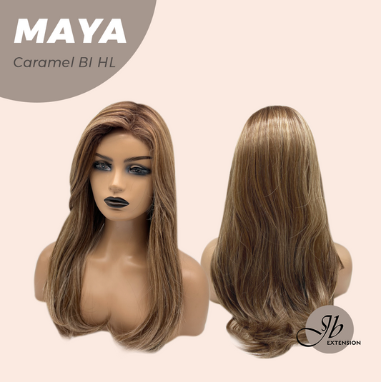 JBEXTENSION 22 Inches Caramel Blonde Highlight Women Fashion Full Machine Wig MAYA CARAMEL BLONDE HIGHLIGHT【PLUS PERMATEASE】【BENDY EAR TABS】 Alexwigs