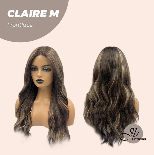 JBEXTENSION 22 Inches Body Wave Brown With Highlight Pre-Cut Frontlace Glueless Wig CLAIRE LACE M Alexwigs