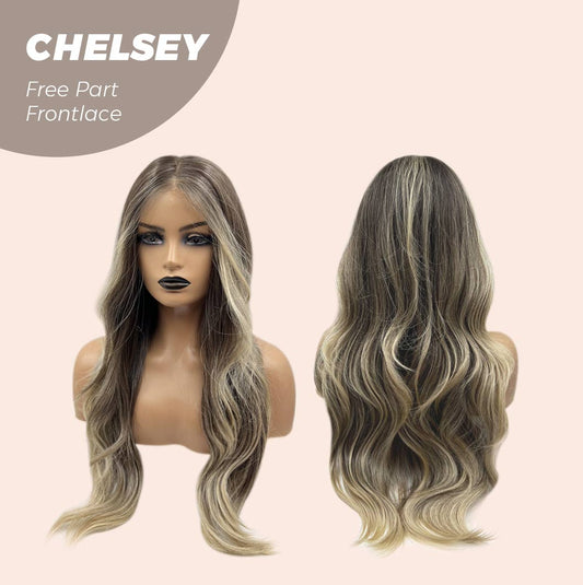 JBEXTENSION 26 Inches Curly Mix Blonde Free Part Pre-Cut Frontlace Glueless Wig CHELSEY Alexwigs