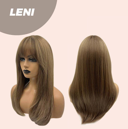 JBEXTENSION 22 Inches Brown Fashion Wig With Bangs LENI Alexwigs