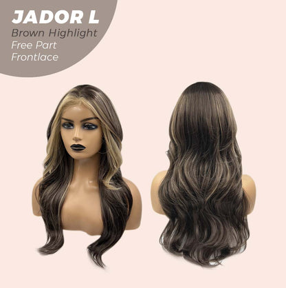 JBEXTENSION 24 Inches Brown Highlight Curly Lace Front Wig.Pre Plucked 13*4 HD Transparent Lace Frontal Handmade Futura Fiber Swiss Lace Synthetic Fiber Pre-Cut Lace Glueless Wig JADOR L BROWN HIGHLIGHT Alexwigs