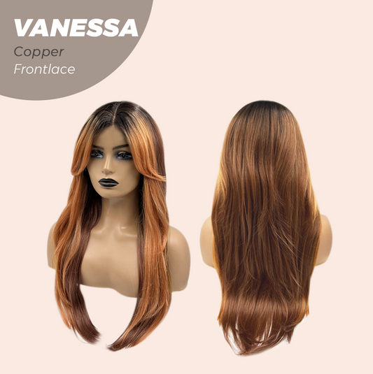 JBEXTENSION 26 Inches Curly Copper Pre-Cut Frontlace Wig VANESSA COPPER Alexwigs