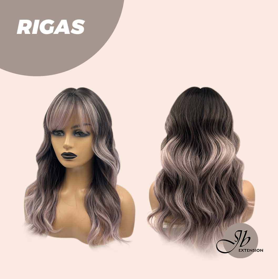 JBEXTENSION 20 Inches Shatush Purple Body Wave Wig With Bangs RIGAS Alexwigs