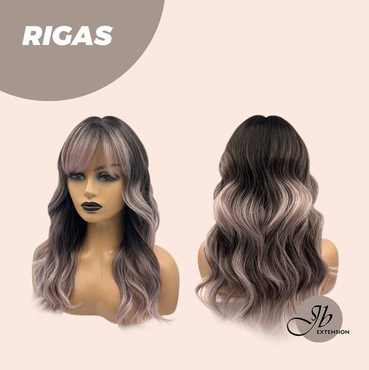 JBEXTENSION 20 Inches Shatush Purple Body Wave Wig With Bangs RIGAS Alexwigs