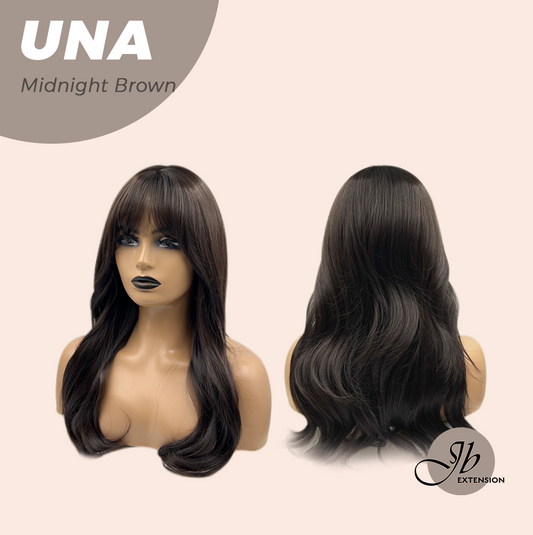 JBEXTENSION 22 Inches Midnight Brown( Black/Brown) Wave With Bangs Wig UNA MIDNIGHT BROWN ( Black/Brown) Alexwigs