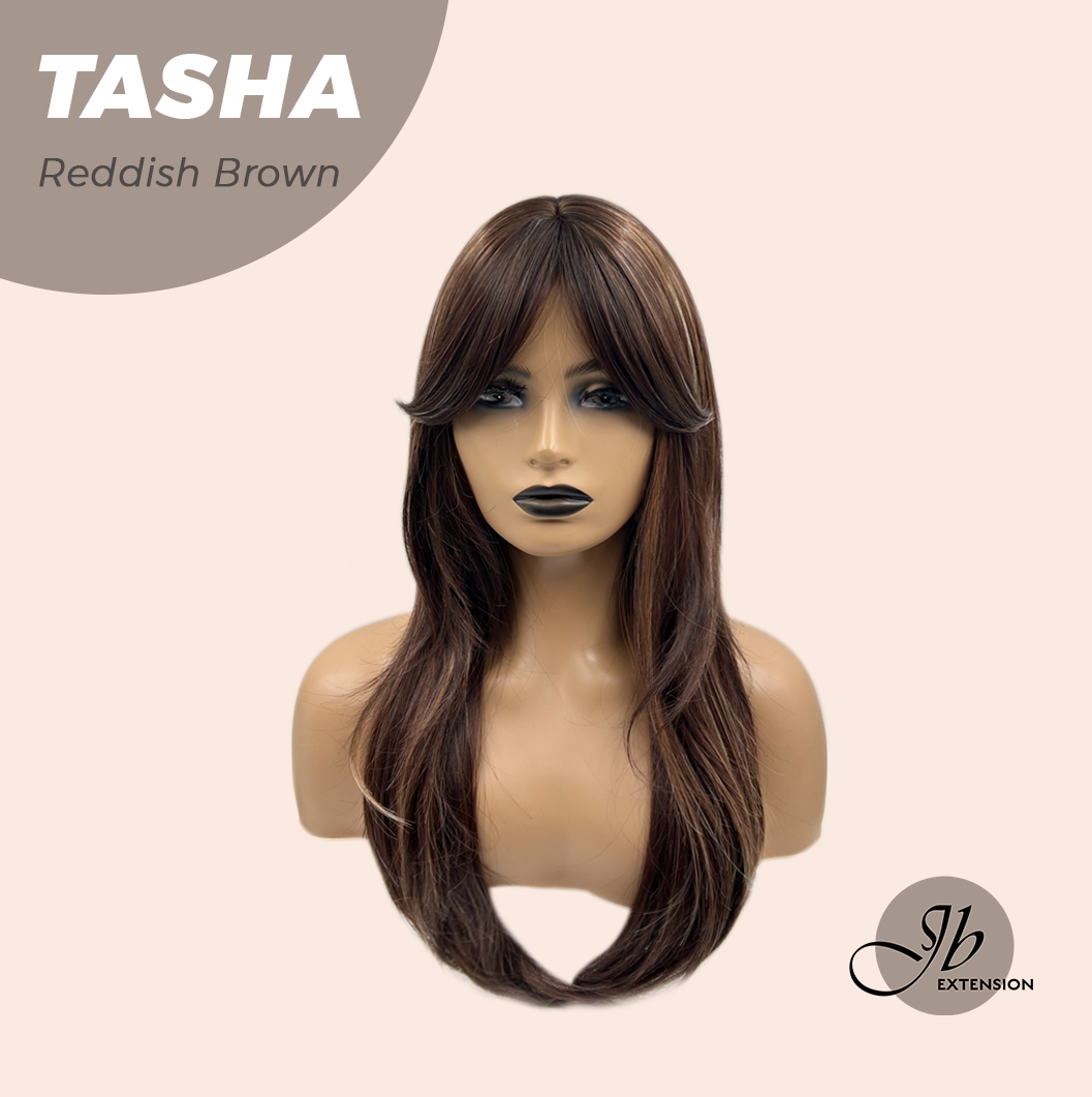 JBEXTENSION 24 Inches Wolf Cut Reddish Brown Women Wig With Bangs TASHA REDDISH BROWN Alexwigs