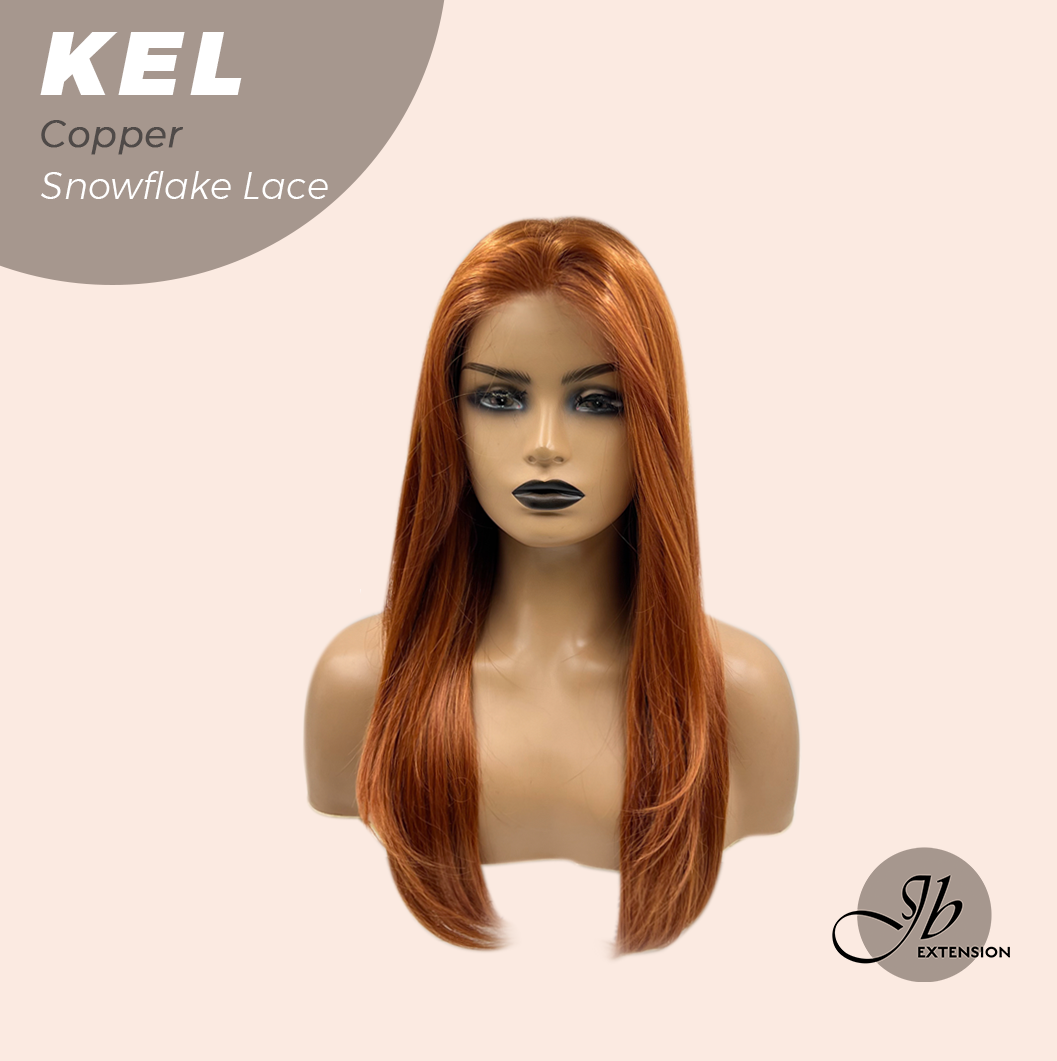 JBEXTENSION 22 Inches Copper Pre-Cut Snowflake Lace Frontlace Glueless Wig KEL COPPER【PERMATEASE】【BENDY EAR TABS】- M/L Alexwigs