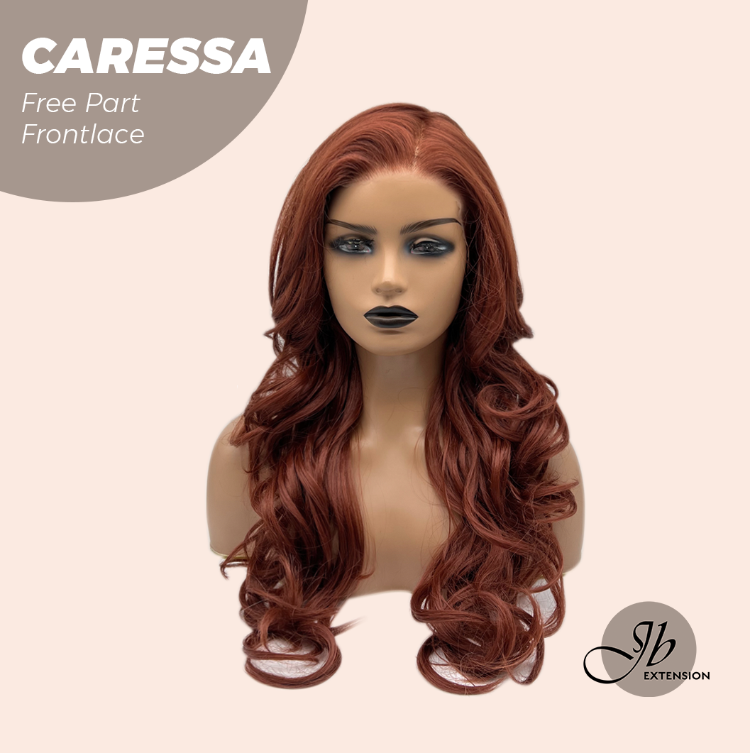 JBEXTENSION 22 Inches Copper Curly Wave 13X6 Pre-Cut Free Part Frontlae Glueless Wig CARESSA Alexwigs
