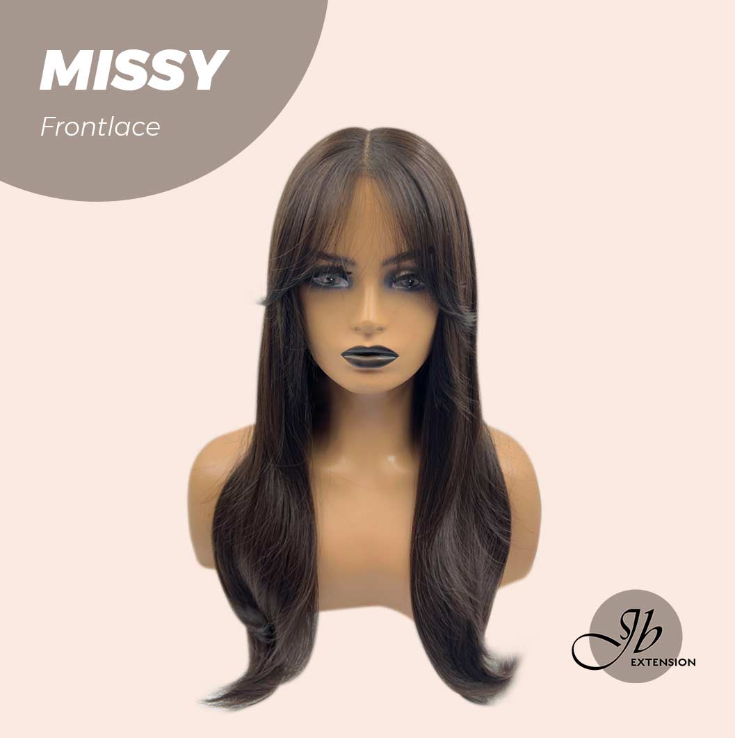 JBEXTENSION 24 Inches Curly Tea Black Darkest Brown Pre-Cut Frontlace Glueless Wig MISSY Alexwigs
