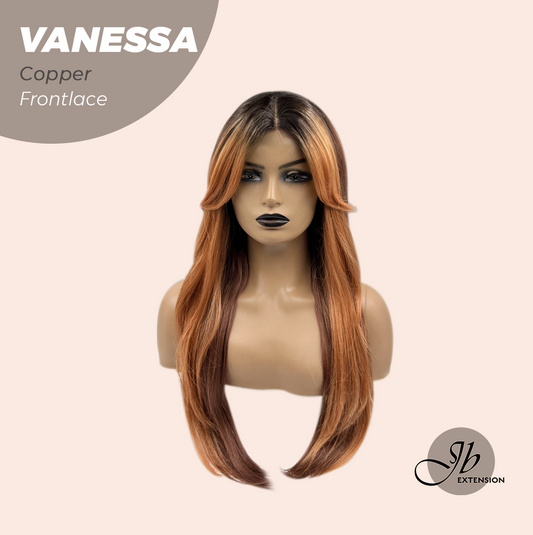 JBEXTENSION 26 Inches Curly Copper Pre-Cut Frontlace Wig VANESSA COPPER Alexwigs