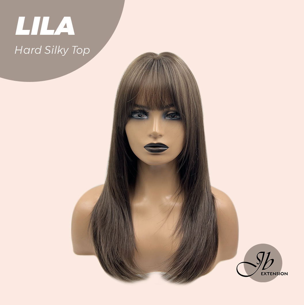 JBEXTENSION 20 Inches Scalpiana Cold Brown Wolf Cut 3.5X4 Hard Silky Top Natural Scalp Effect Wig With Bangs LILA Alexwigs