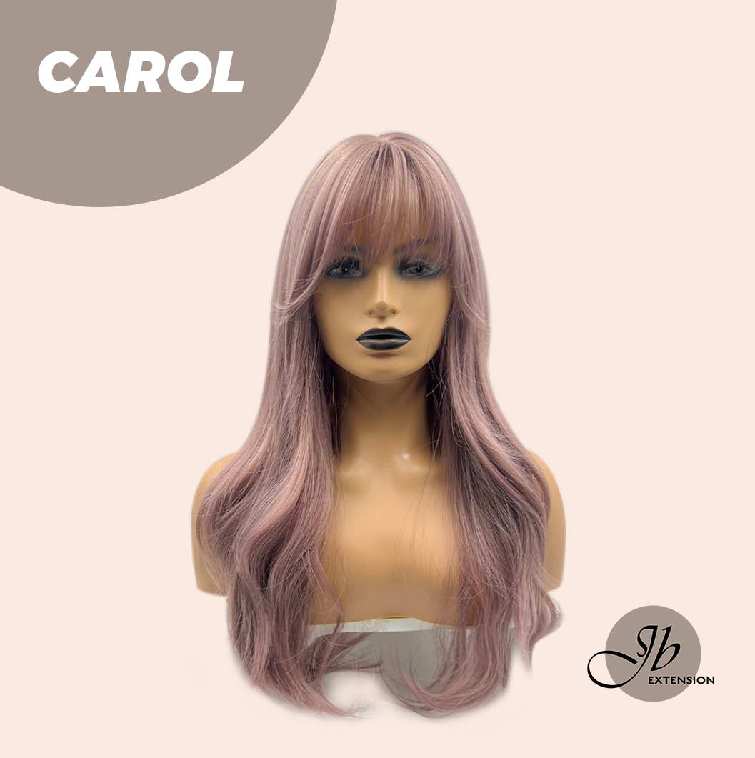 JBEXTENSION 22 Inches Smoke Pink Curly Wig With Bangs CAROL Alexwigs