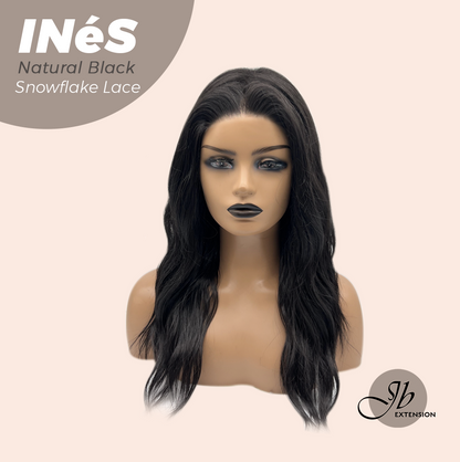 JBEXTENSION 22 Inches Natural Black Pre-Cut Snowflake Lace Frontlace Glueless Wig INéS NATURAL BLACK【PERMATEASE】【BENDY EAR TABS】 Alexwigs