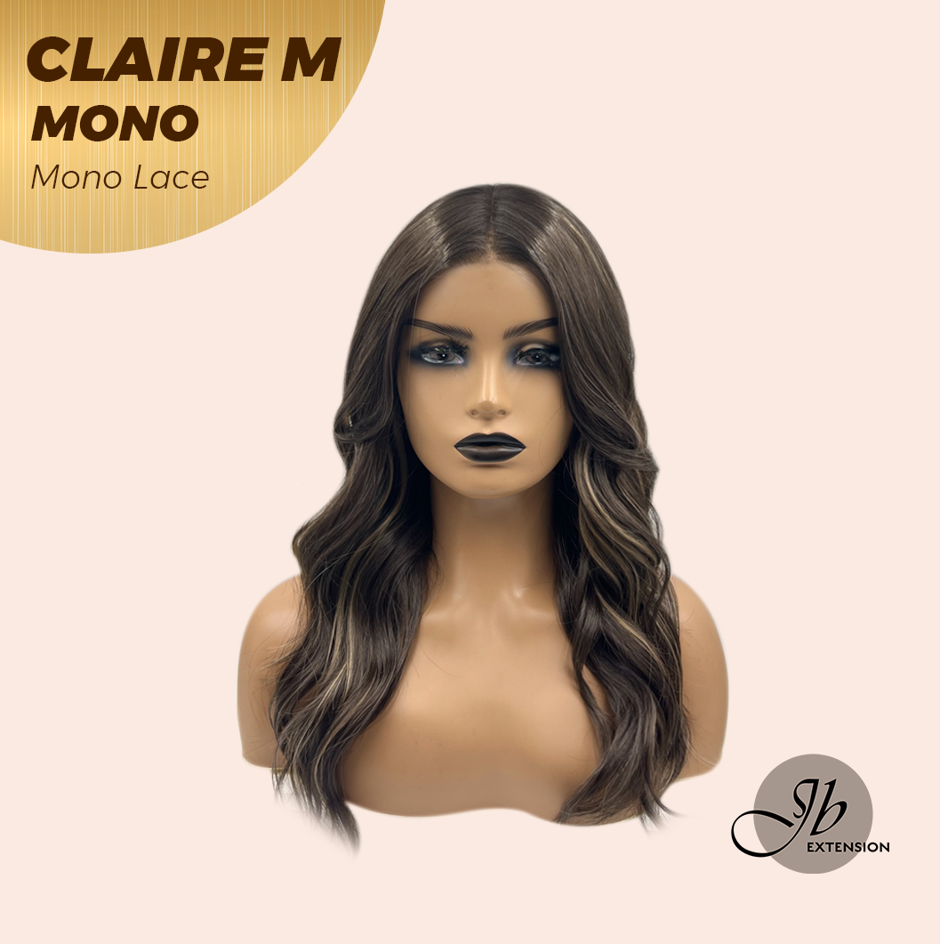 [PRE-ORDER] JBEXTENSION CLAIRE MONO Partial Monofilament Wig 22 Inches Brown With Highlight Partial Mono Lace Glueless Wig CLAIRE MONO【BENDY EAR TABS】 Alexwigs