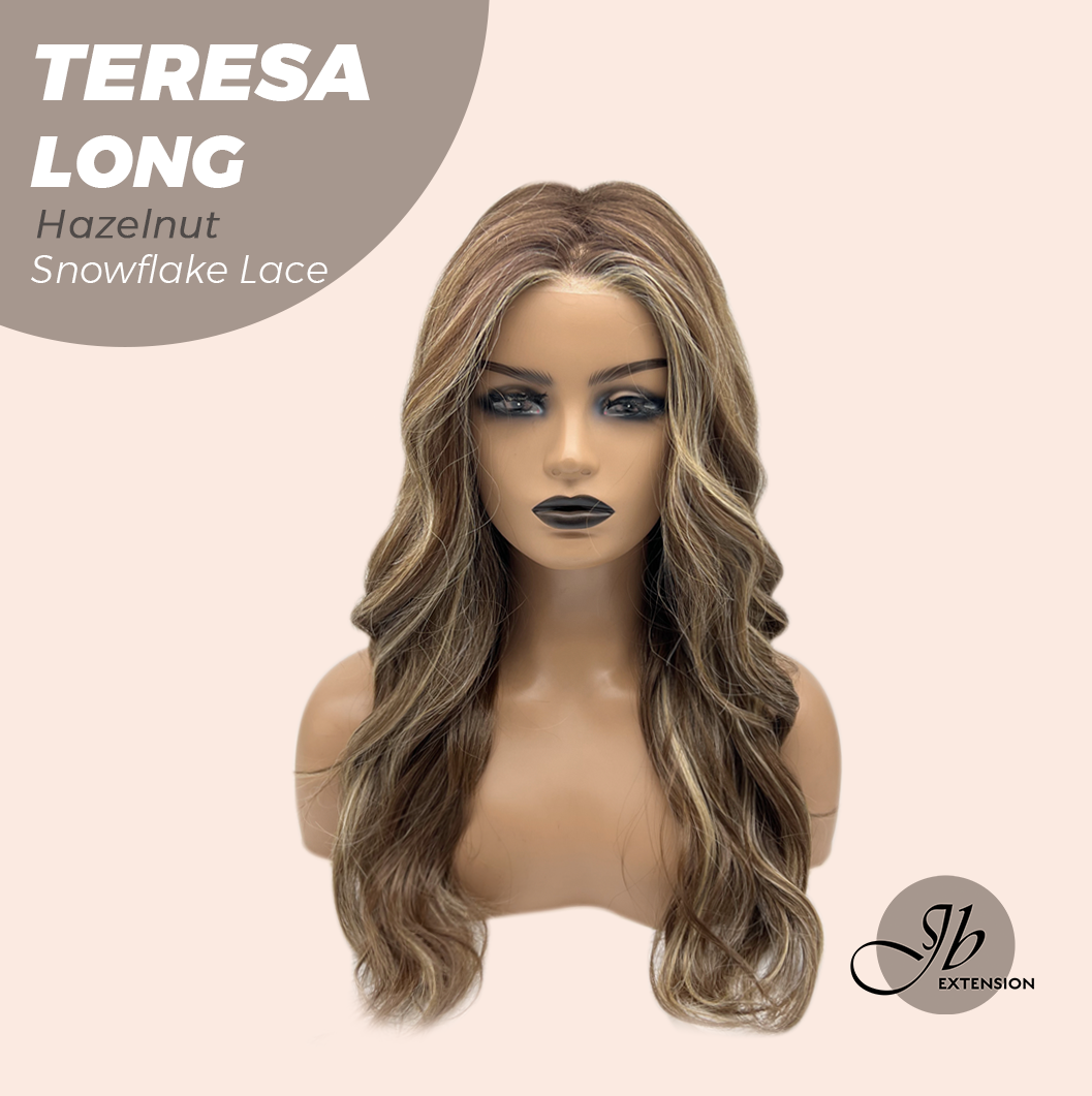 JBEXTENSION 22 Inches Long Hazelnut Pre-Cut Snowflake Lace Frontlace Glueless Wig TERESA LONG HAZELNUT【PERMATEASE】【BENDY EAR TABS】- M/L Alexwigs