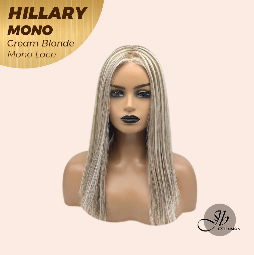 [PRE-ORDER] JBEXTENSION HILLARY MONO CREAM BLONDE Monofilament Handmade Wig 6X5 Full Monofilament Hand Tied Top Wig 16 Inches Cream Blonde Straight Mono Lace Wig With Anti-slip Silicone Strips Glueless Wig HILLARY MONO CREAM BLONDE【BENDY EAR TABS】