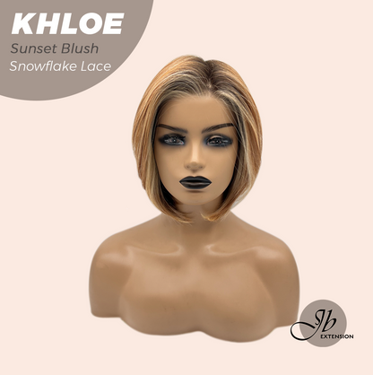[PRE-ORDER] JBEXTENSION 12 Inches Bob Cut Sunset Blush Pre-Cut Snowflake Lace Frontlace Glueless Wig KHLOE SUNSET BLUSH【PERMATEASE】【BENDY EAR TABS】 Alexwigs