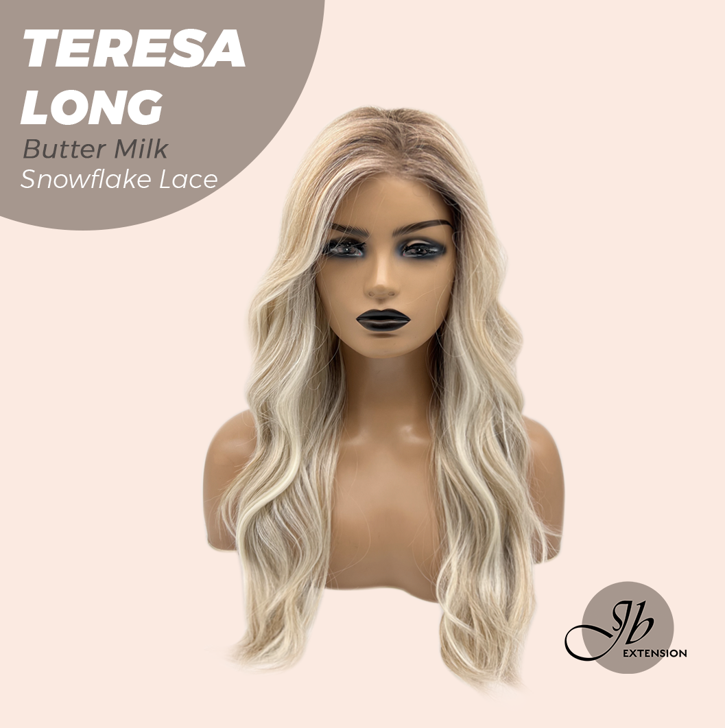 JBEXTENSION 22 Inches Long Butter Milk Pre-Cut Snowflake Lace Frontlace Glueless Wig TERESA LONG BUTTER MILK【PERMATEASE】【BENDY EAR TABS】 Alexwigs