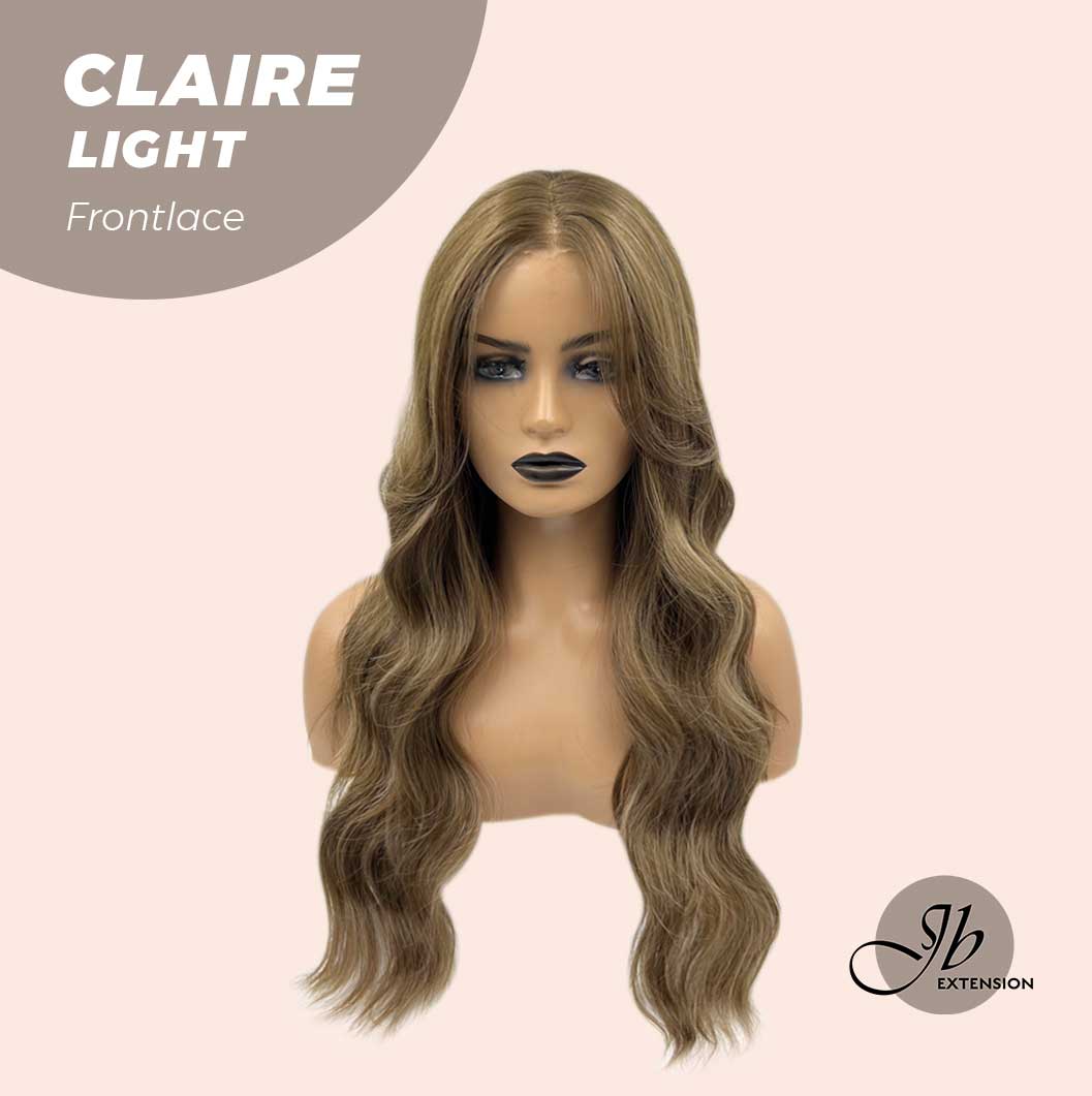 JBEXTENSION 24 Inches Body Wave Light Brown With Highlight Pre-Cut Frontlace Glueless Wig CLAIRE LIGHT Alexwigs
