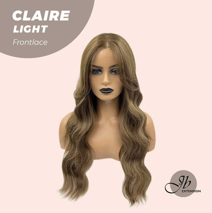JBEXTENSION 24 Inches Body Wave Light Brown With Highlight Pre-Cut Frontlace Glueless Wig CLAIRE LIGHT Alexwigs