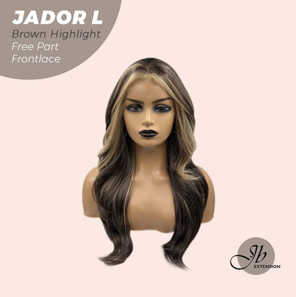 JBEXTENSION 24 Inches Brown Highlight Curly Lace Front Wig.Pre Plucked 13*4 HD Transparent Lace Frontal Handmade Futura Fiber Swiss Lace Synthetic Fiber Pre-Cut Lace Glueless Wig JADOR L BROWN HIGHLIGHT Alexwigs