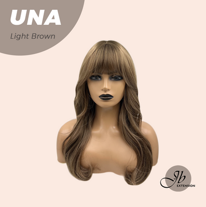 JBEXTENSION 22 Inches Light Brown Wave With Bangs Wig UNA LIGHT BROWN Alexwigs