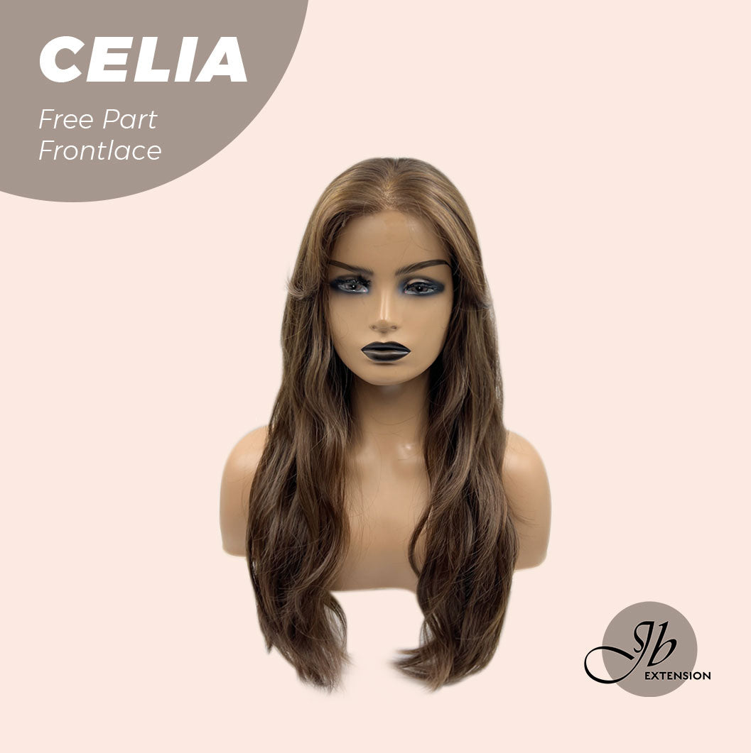 JBEXTENSION 22 Inches Mix Brown Curly Pre-Cut Frontace Wave Glueless Wig CELIA Alexwigs