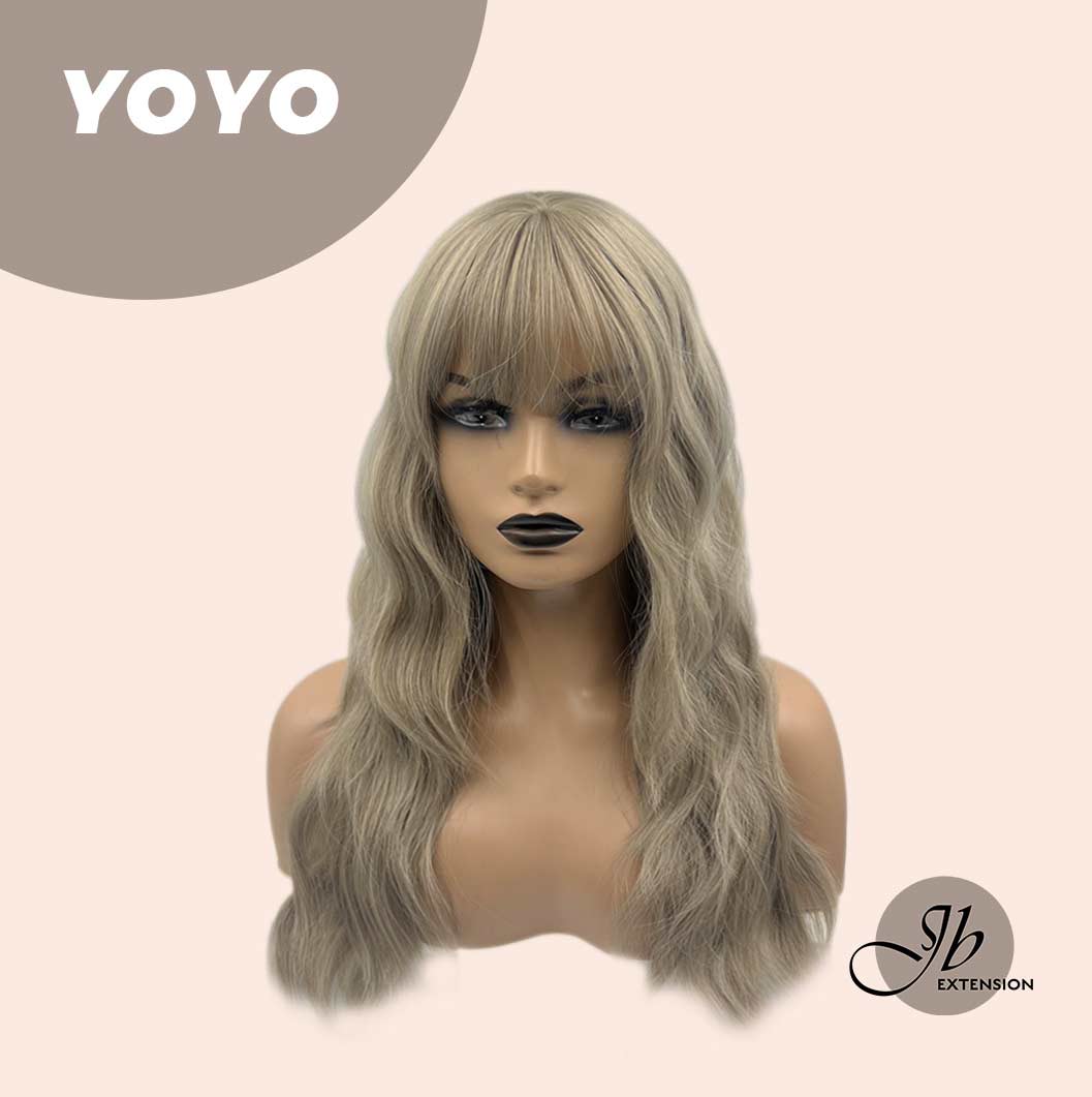JBEXTENSION 22 Inches Grey Body Wave Wig With Full Bangs YOYO Alexwigs