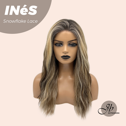 JBEXTENSION 22 Inches Mix Blonde Pre-Cut Snowflake Lace Frontlace Glueless Wig INéS SNOWFLAKE【PERMATEASE】【BENDY EAR TABS】- M/L Alexwigs