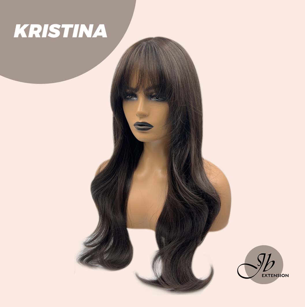 JBEXTENSION 25 Inches Soft Black Curly Wig With Full Bangs KRISTINA Alexwigs