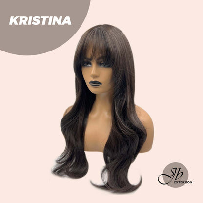 JBEXTENSION 25 Inches Soft Black Curly Wig With Full Bangs KRISTINA Alexwigs