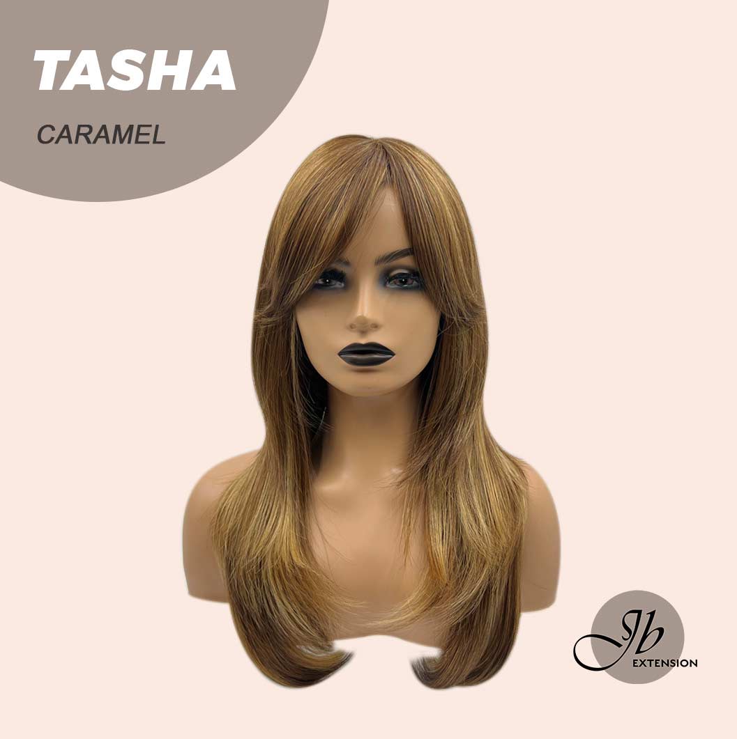 JBEXTENSION 24 Inches Wolf Cut Caramel Women Wig With Bangs TASHA CARAMEL Alexwigs
