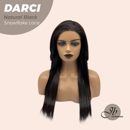 JBEXTENSION 25 Inches Natural Black Pre-Cut Snowflake Lace Frontlace Glueless Wig DARCI NATURAL BLACK【PERMATEASE】【BENDY EAR TABS】 Alexwigs