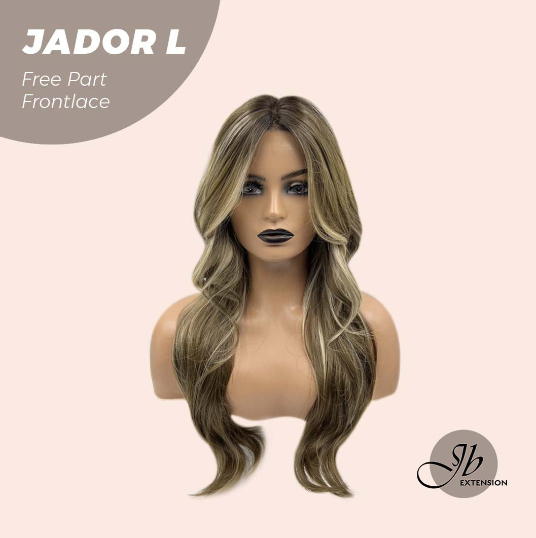 JBEXTENSION 24 Inches Blonde Highlight Curly Lace Front Wig.Pre Plucked 13*4 HD Transparent Lace Frontal Handmade Futura Fiber Swiss Lace Synthetic Fiber Pre-Cut Lace Glueless Wig JADOR L Alexwigs
