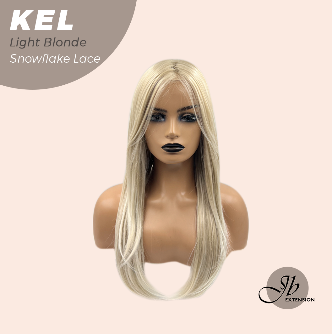 JBEXTENSION 22 Inches Light Blonde Pre-Cut Snowflake Lace Frontlace Glueless Wig KEL LIGHT BLONDE【PERMATEASE】【BENDY EAR TABS】- S/M Alexwigs