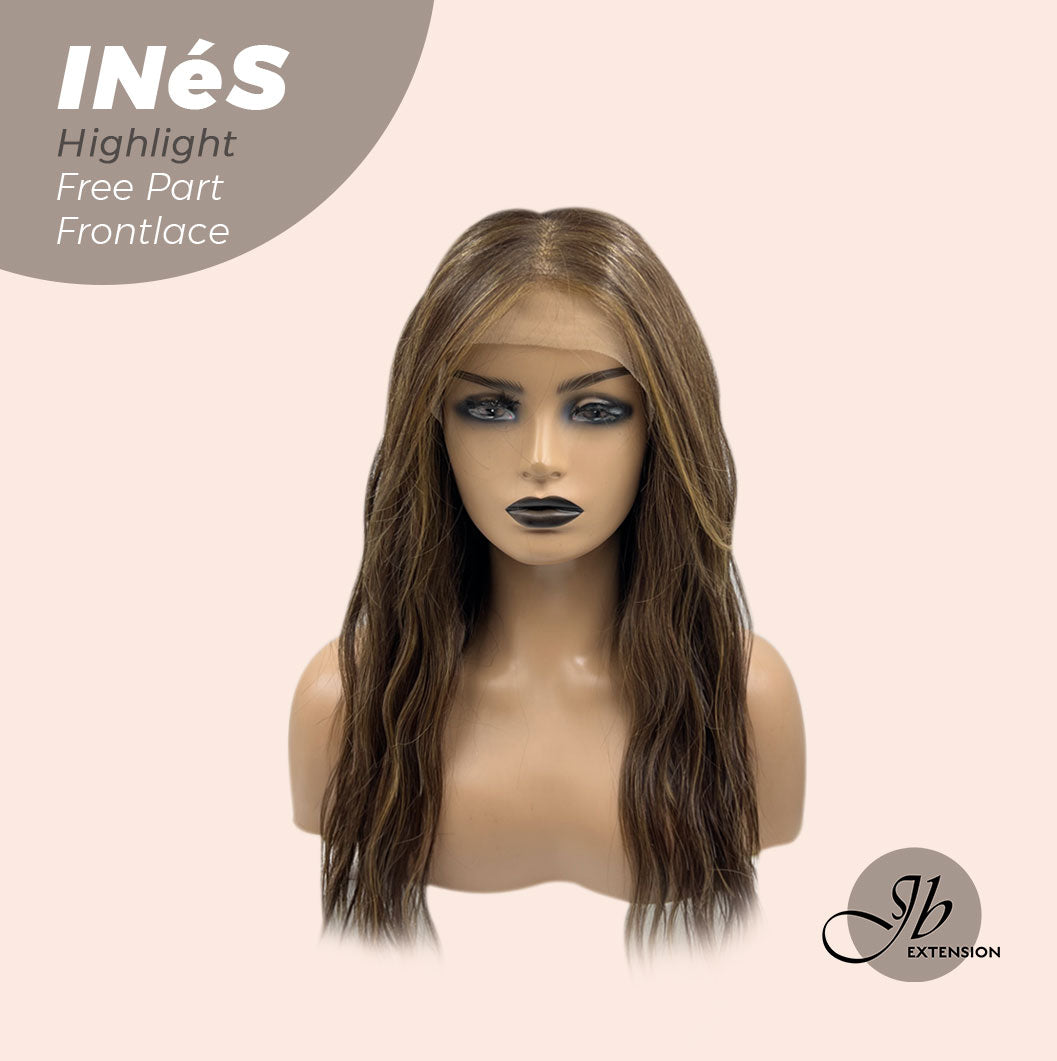 JBEXTENSION 22 Inches Brown With Highlight Body Wave Pre-Cut Free Part Frontlae Glueless Wig INéS HIGHLIGHT Alexwigs