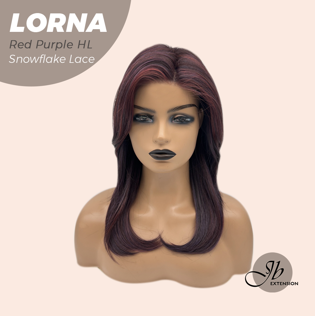 [PRE-ORDER] JBEXTENSION 18 Inches Red Purple Highlight Curly Pre-Cut Snowflake Lace Frontlace Glueless Wig LORNA SNOWFLAKE RED PURPLE HIGHLIGHT【PERMATEASE】【BENDY EAR TABS】 Alexwigs