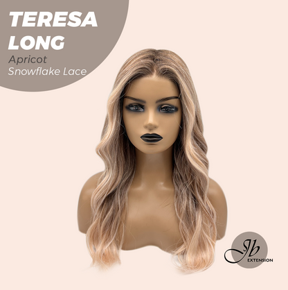 JBEXTENSION 22 Inches Long Apricot Pre-Cut Snowflake Lace Frontlace Glueless Wig TERESA LONG APRICOT【PERMATEASE】【BENDY EAR TABS】 Alexwigs