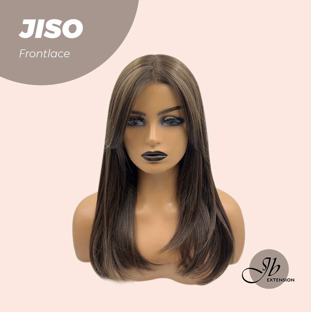 JBEXTENSION 20 Inches Nature Brown Pre-Cut Frontlace Glueless Wig With Bangs JISO Alexwigs