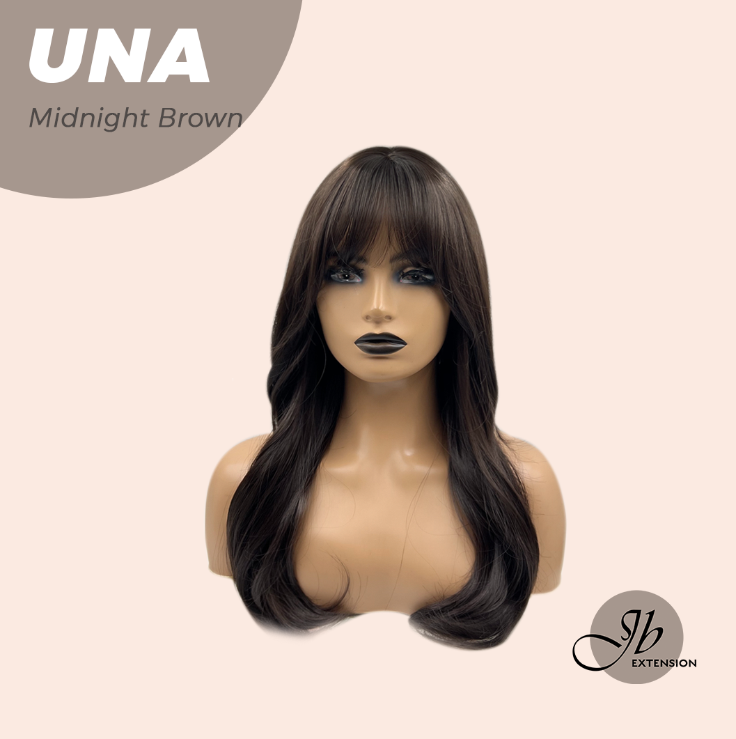 JBEXTENSION 22 Inches Midnight Brown( Black/Brown) Wave With Bangs Wig UNA MIDNIGHT BROWN ( Black/Brown) Alexwigs