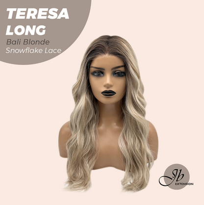 JBEXTENSION 22 Inches Long Bali Blonde Pre-Cut Snowflake Lace Frontlace Glueless Wig TERESA LONG BALI BLONDE【PERMATEASE】【BENDY EAR TABS】 Alexwigs